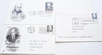 3- Dwight D. Eisenhower 1969-1971 First Day Covers FDC With Article - Image 1 of 4