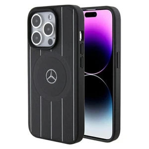 Handyhülle Case iPhone 15 Pro Mercedes Echtleder schwarz MagSafe kompatibel - Bild 1 von 8