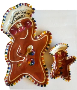 Plato de galletas/plato de caramelo Blue Sky 2003 pan de jengibre niño brezo visón de oro 2 piezas - Imagen 1 de 11