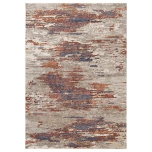 10' Beige Rust and Blue Abstract Power Loom Runner Rug - Picture 1 of 1