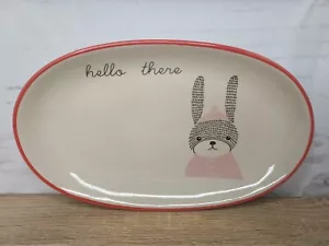 Bloomingville Hello There Bunny Kaninchen Keramik Steinzeug ovaler Teller Tablett - Bild 1 von 7