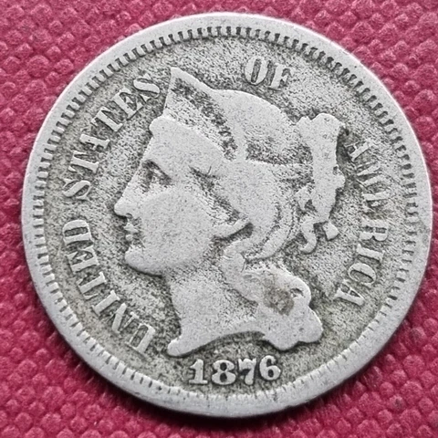 1876 Three Cent Nickel 3c Circulated #53897 Cover
