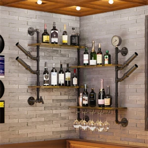 Groß Weinregal mit Glashalter Industrielle Rohrregale Weinregal Flaschenregal DE - Bild 1 von 12