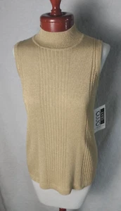Women's Size Medium Beige Anna Gray 85% Silk Sleeveless Sweater New with Tags - Bild 1 von 9