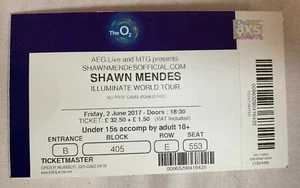 Never Used Shawn Mendes Illuminate World Tour 2017 2 Tickets - Picture 1 of 3