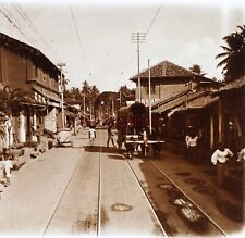 Sri Lanka Ceylon Colombo Eine Straße c1910 Foto Platte De Verre Stereo Vintage