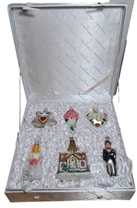 Alte Welt Weihnachten mundgeblasene Glas Ornamente Hochzeit 6er Set in satinierter Aufbewahrungsbox - Bild 1 von 16