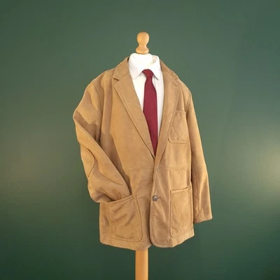Orvis Suede Leather Blazer Men's 42 Large Brown Lined Single-Breasted Jacket - Image 1 of 4