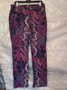 Chico's Platinum denim pants women's 1.5 paisley print multi-color - Picture 1 of 8