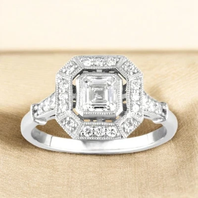950 Platinum  IGI Certified Lab Grown Diamond Wedding Ring 1.45 ct Asscher Cut - Image 1 of 4