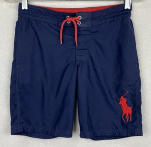 Polo Ralph Lauren Boys Swim Trunks S (8) Blue w/ Big Red Pony 26"x8" Summerwear - Picture 1 of 7