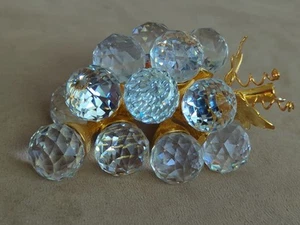 Swarovski Crystal Grape Cluster 15 Grapes Cut Glass Fruit Collection Gold Stem - Picture 1 of 24