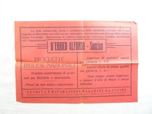 SONCINO VECCHIA BROCHURE PUBBLICITà NEGOZIO DI BICICLETTE D'ERRICO BICI D'EPOCA - Picture 1 of 1