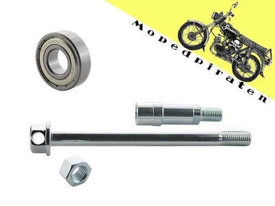 Steckachse mit Achsverlängerung, Lager u. Mutter f. Simson S51 S50 SR50 SR80 KR - Bild 1 von 2