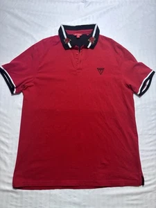 Bonita Camisa Polo GUESS Los Angeles LA Para Hombres Grande Roja Floral Flores Algodón - Imagen 1 de 10
