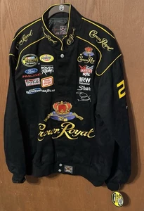 VTG Jeff Hamilton NASCAR Black Racing Jacket Size Large RARE Crown Royal NWT A4 - Picture 1 of 17