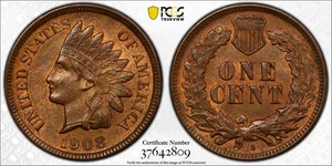 1908 S Red-Brown Indian Head Copper Cent 1C PCGS MS 64 RB - Picture 1 of 6