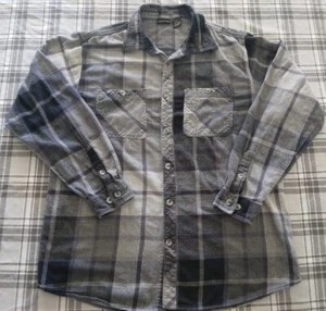 Vacation Mens Collared Long Sleeve Plaid Flannel Shirt Button Size XL Gray - Picture 1 of 7