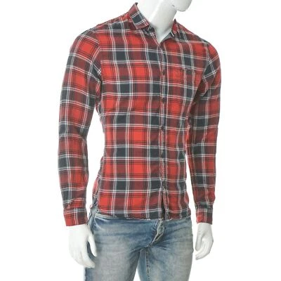 Tom Tailor Denim Oxford Twill Men 1-Pocket Button Shirt Long Sleeve Plaid Size M - Image 1 of 4