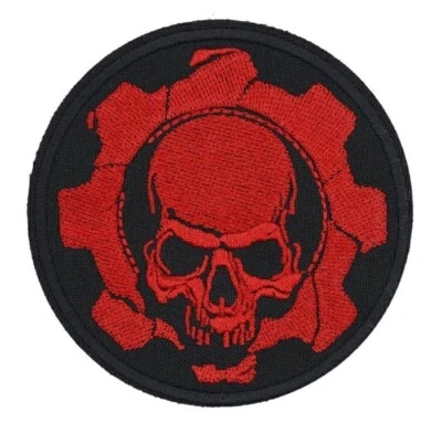 Red Skull Patch | Mechanical Gear Military Mechanic Biker Gang Motorcycle Club - Image 1 of 2