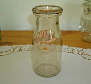 Vintage EAST GREENWICH DAIRY Clear Glass HALF PINT Milk Bottle ~ - Picture 1 of 6