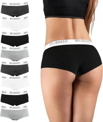 BRUBAKER Damen Pantys Hipster Set 8er Pack Baumwolle Boxershort Pants Slips Unterhosen