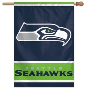 Seattle Seahawks Vertical Flag Indoor Outdoor 28 x 40 Bar Mancave Banner New  - Picture 1 of 5