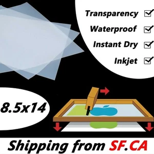 8.5" x 14"，Waterproof Inkjet Quick Dry Milky Transparent Screen Film，50 sheets - Picture 1 of 7