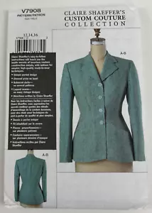 Vogue 7908 Claire Shaeffer Jackets Sizes 12 14 16 Sewing Pattern UC FF OOP VTG - Picture 1 of 10