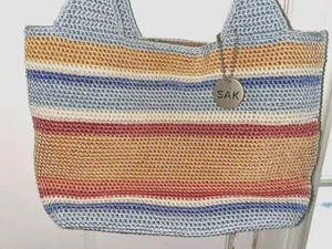 THE SAK Small Crochet Knit Multicolored Striped Handbag - Picture 1 of 6