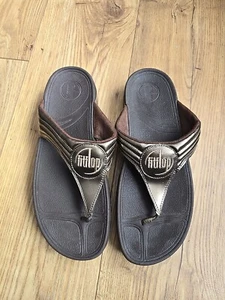 FitFlop Walkstar Metallic Bronze Wobbleboard Thong Sandal Women’s UK 9 US11 EU43 - Picture 1 of 16