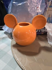 DISNEY PARKS ORANGE CITRONELLA MICKEY MOUSE ICON CERAMIC CANDLE NEW - Picture 1 of 3
