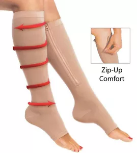 1 PAR Medias de compresión Soporte Medias Calcetines de rodilla Cremallera ZiP Up - Imagen 1 de 1