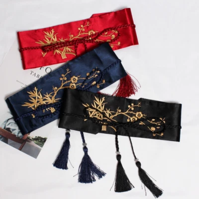 Cinturones kimono para damas Cintura Yukata Satén Bordado Flecos Hanfu Accesorios Foto 1 de 4