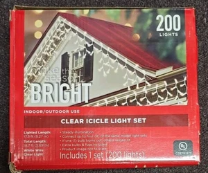 Christmas Clear/White Icicle Light Set, 200 LEDs, 18.7ft Length, Indoor/Outdoor - Picture 1 of 1