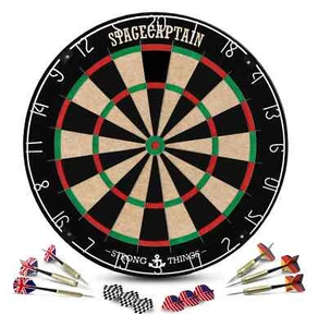 Schöne Profi Sisalscheibe Dartscheibe mit Turniermaßen 6 Pfeilen und Flights - Bild 1 von 9