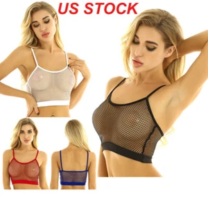 Para mujeres See Through Camisa Chaleco Malla Transparente Red Fish Recortada Prendas para el torso sin mangas Cami Sujetador Prenda para el torso - Imagen 1 de 59