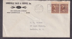 1938 cover Somerville Sales & Service Ford auto Malden MA to Buffalo NY - Foto 1 di 2