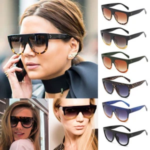 Übergroße Flat Top Shadow Shield Designer Promi Herren Damen Frauen Sonnenbrille - Bild 1 von 6