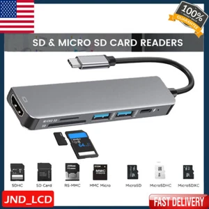 USB C Hub 6 in 1 USB C to HDMI Multiport Dongle Adapter HDMI USB 2.0 3.0 Ports - Picture 1 of 14