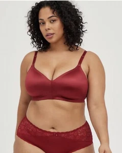 NWT TORRID Everyday Wire-free Lightly Lined 360° BACK SMOOTHING™ BRA Sz 44B RED - Picture 1 of 6