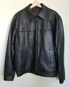 Roundtree Yorke Mens Brown Leather Lamb Skin Jacket Zip Front Pockets Lined Sz L - Picture 1 of 11