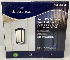 2 Pack Harbor Breeze Matte Black Outdoor Wall Light Fixtures LED 5333333 - Picture 1 of 4