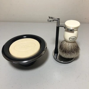 The Art of Shaving Ceramic Bowl And Brush Stand With Hand Made Fine Badger Brush - Picture 1 of 24