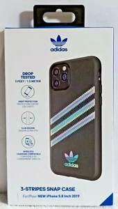 Adidas Samba 3-Stripe Snap Case iPhone 11 Pro 5.8 Inch Slim Black Holographic - Picture 1 of 5