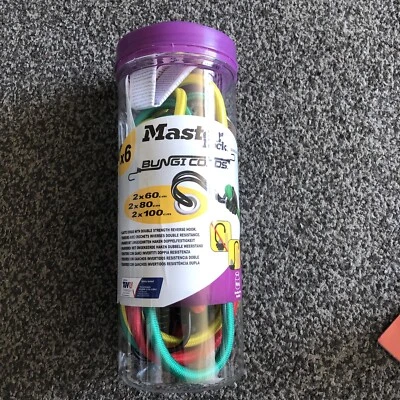 Master Lock 6 Piece Bungi Cords Jar Double Strength Reverse Hook MLK3040E - Image 1 of 4