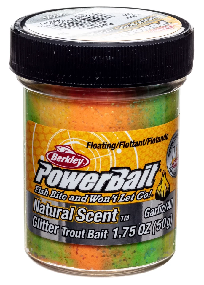 Berkley PowerBait Natural Rainbow Glitter Garlic Trout Dough Fishing Bait 1.75oz - Image 1 of 1