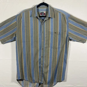 Protest Blues Hemd Herren Größe Large blau hellbraun gestreift Vintage - Bild 1 von 8