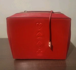 Großes Reise-Schminktasche Estée Lauder rot Kunstleder Spielkarten-Design - Bild 1 von 9