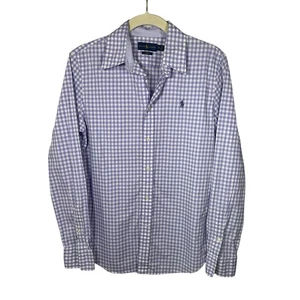 Ralph Lauren Slim Fit lila & weiß Gingham kariert Button-Down Hemd Damen 10 - Bild 1 von 7